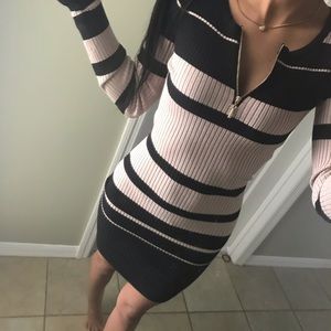STRIP COMFY/THICK LONG SLEEVE DRESS.